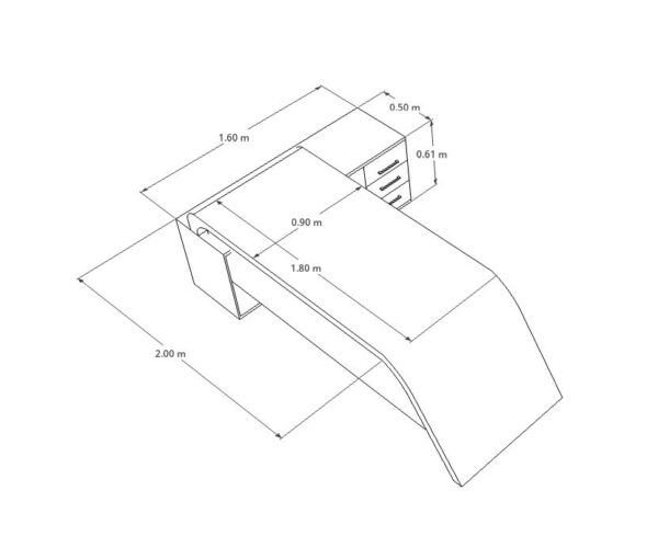 Escritorio ejecutivo con  credenza lateral integrada OF20E3401 - Imagen 3