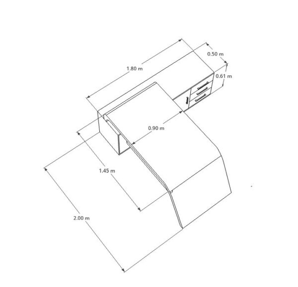 Escritorio ejecutivo con  credenza lateral integrada OF20E3401 - Imagen 2