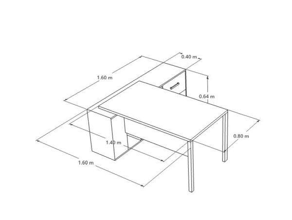 Escritorio ejecutivo con credenza lateral integrada OF20E3501 - Imagen 2