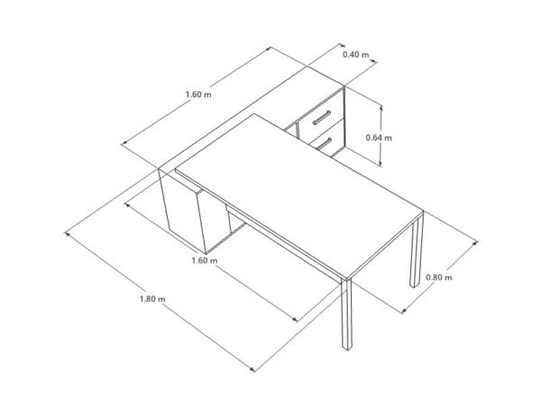 Escritorio ejecutivo con credenza lateral integrada OF20E3501 - Imagen 3