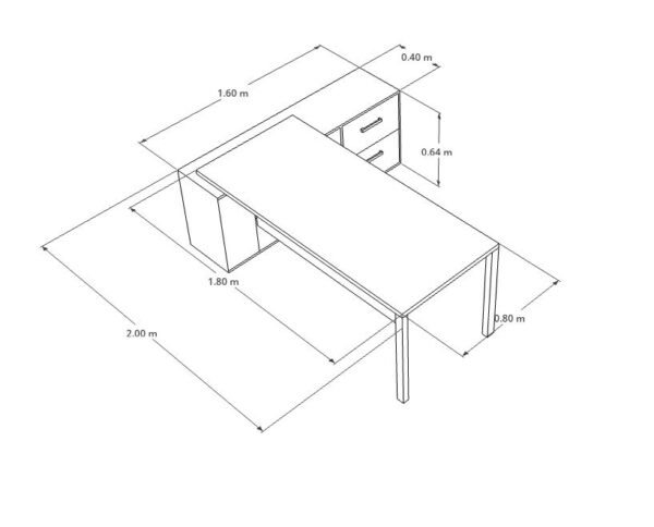 Escritorio ejecutivo con credenza lateral integrada OF20E3501 - Imagen 4