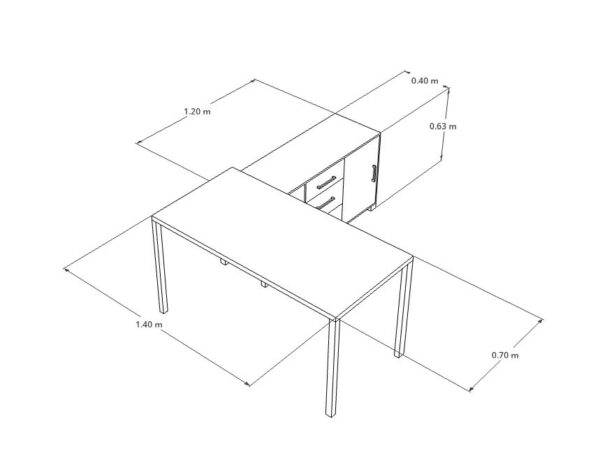 Escritorio ejecutivo con credenza lateral integrada OF20E3502 - Imagen 2