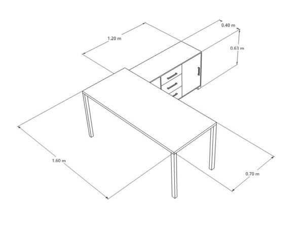 Escritorio ejecutivo con credenza lateral integrada OF20E3502 - Imagen 3