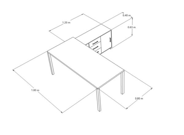 Escritorio ejecutivo con credenza lateral integrada OF20E3502 - Imagen 4