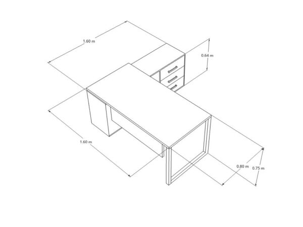 Escritorio ejecutivo con credenza lateral integrada 3518 - Imagen 5