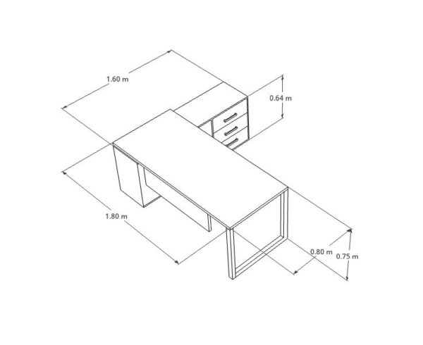 Escritorio ejecutivo con credenza lateral integrada 3518 - Imagen 6